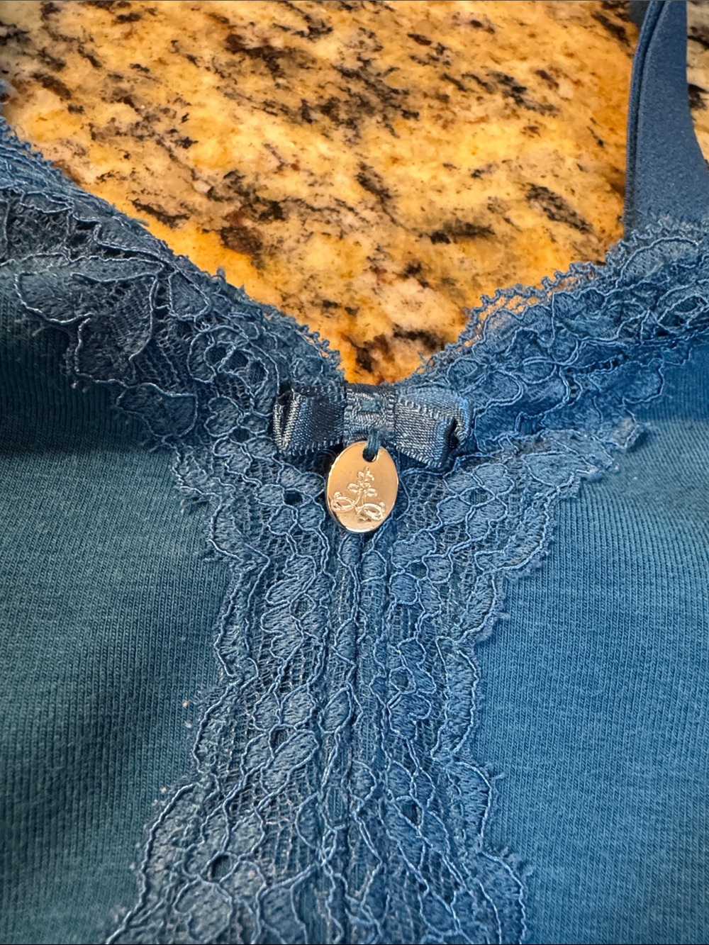 Curvy Couture Teal Lace-Trim Wireless Bra - Picture 2 of 4